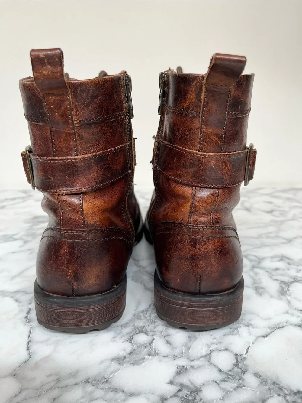 Aston Grey Brown Distressed Rockcastle 2 Combat Boot Men's Sz 8.5 Lace Up Zipper
